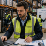 Responsable logistique en action dans l'entrepôt